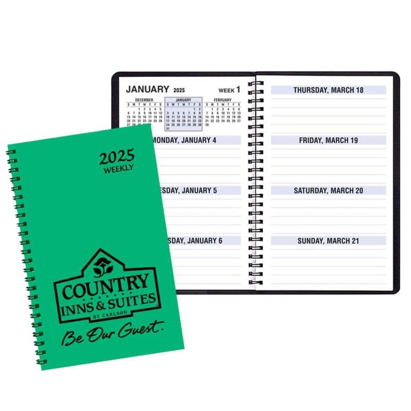 Custom Large Print Weekly Desk Planners w/ TechnoColor Cover