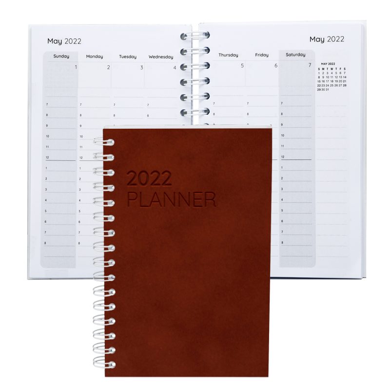 Custom Leather Spiral Weekly Planner 5.25" x 8.25" - 6