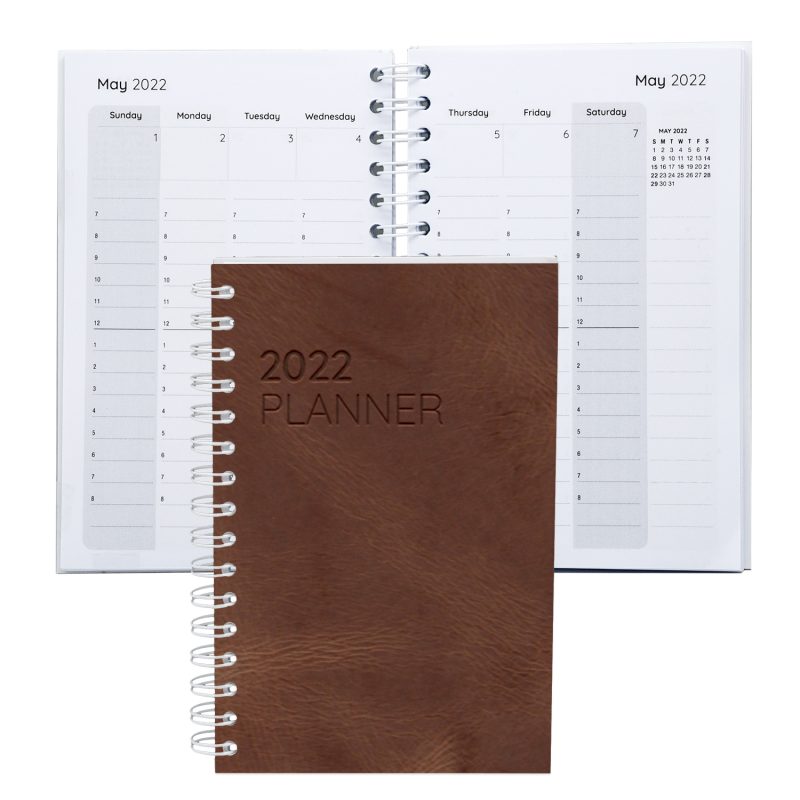 Custom Leather Spiral Weekly Planner 5.25" x 8.25" - 8