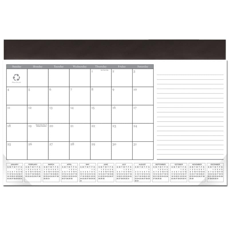 Custom Leatherette Computer Station Desk Pad Calendar - 2