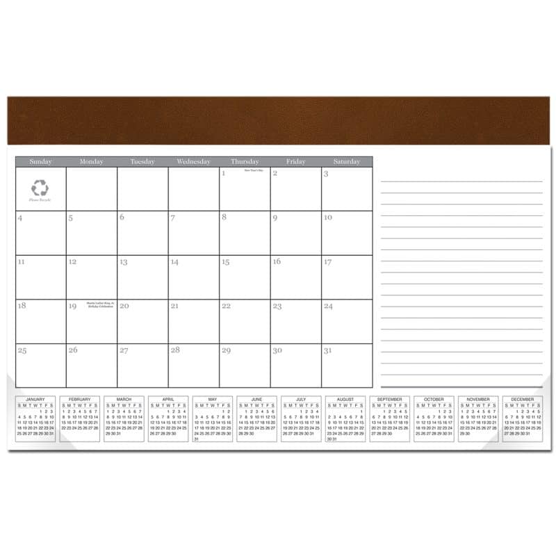 Custom Leatherette Computer Station Desk Pad Calendar - 3