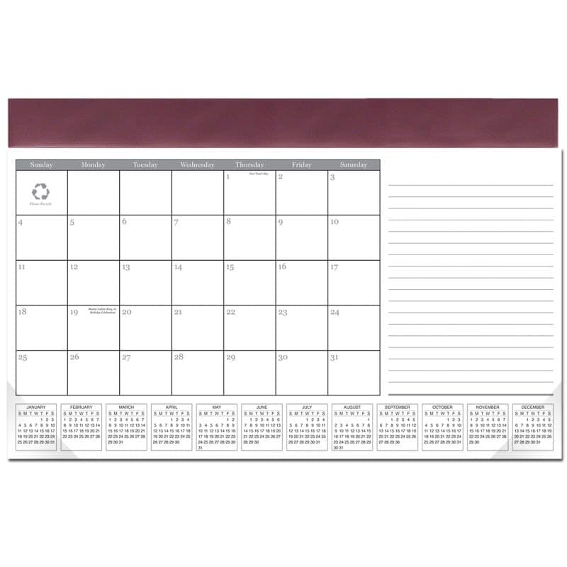 Custom Leatherette Computer Station Desk Pad Calendar - 4