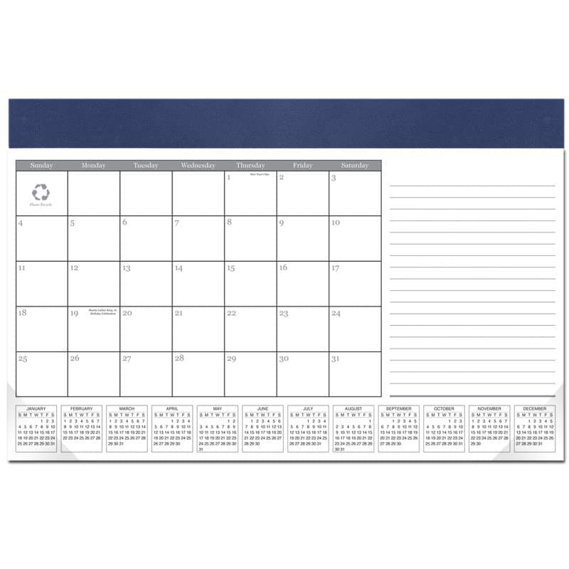 Custom Leatherette Computer Station Desk Pad Calendar - 6