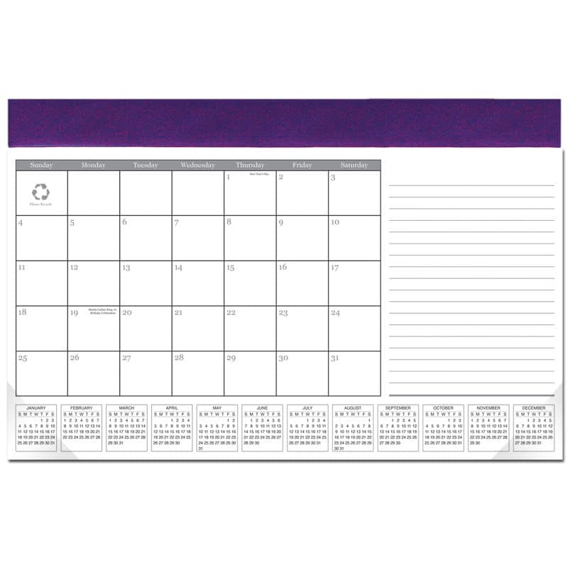 Custom Leatherette Computer Station Desk Pad Calendar - 7