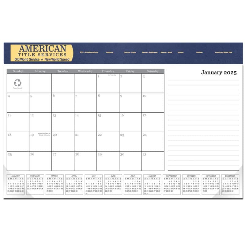 Custom Leatherette Computer Station Desk Pad Calendar