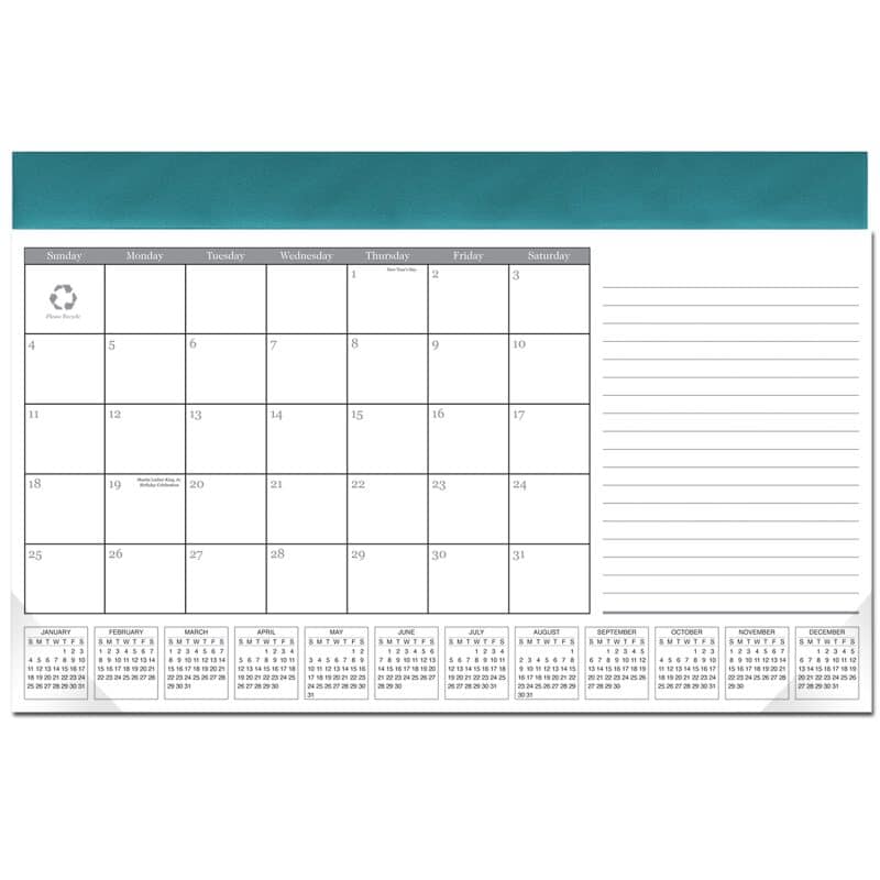 Custom Leatherette Computer Station Desk Pad Calendar - 9