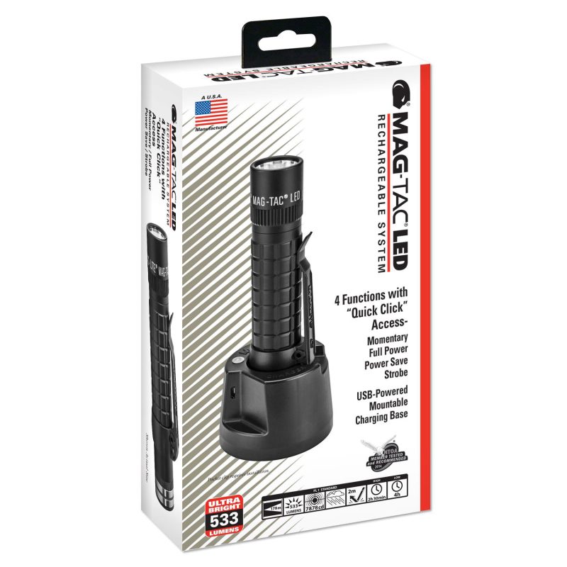 Custom Maglite Magtac LED Rechargeable Flashlight System Plain Bezel - 1