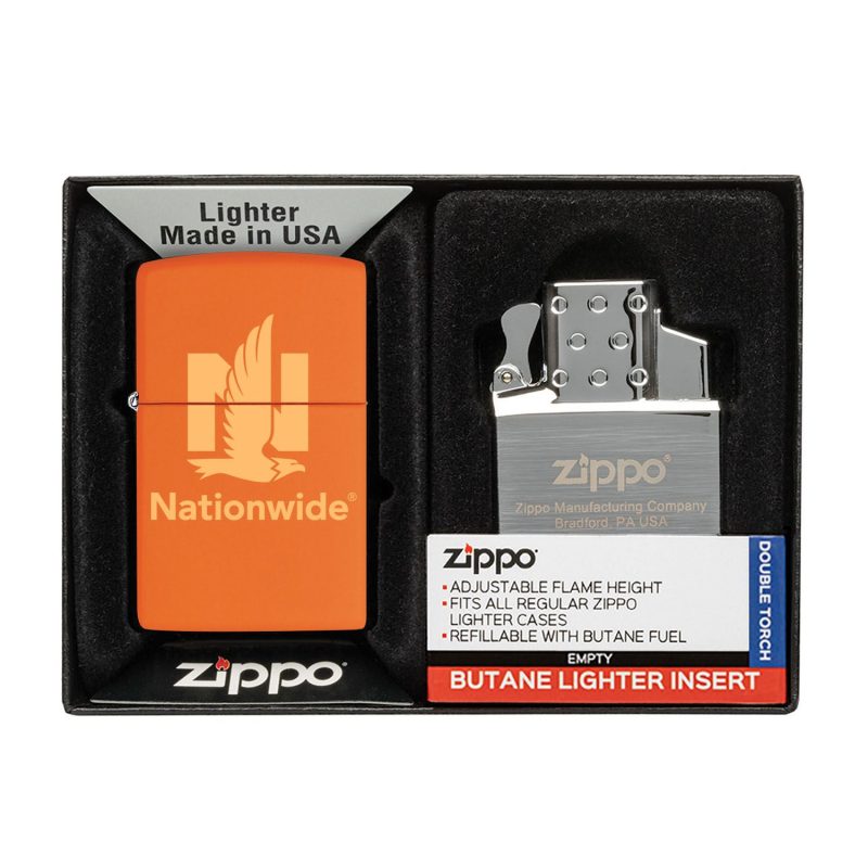 Custom Matte Zippo® Lighter & Double Butane Insert Gift Set - 4