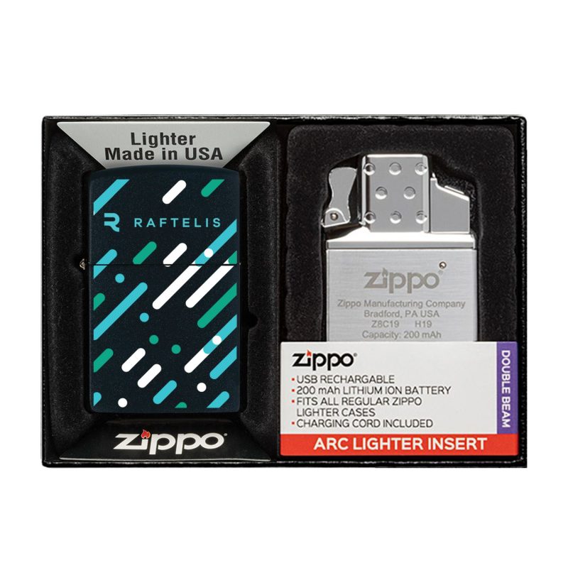 Custom Matte Zippo® Lighter & Rechargeable Electric Lighter Insert Gift Set - 1