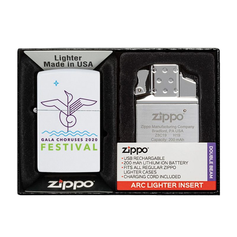 Custom Matte Zippo® Lighter & Rechargeable Electric Lighter Insert Gift Set - 6
