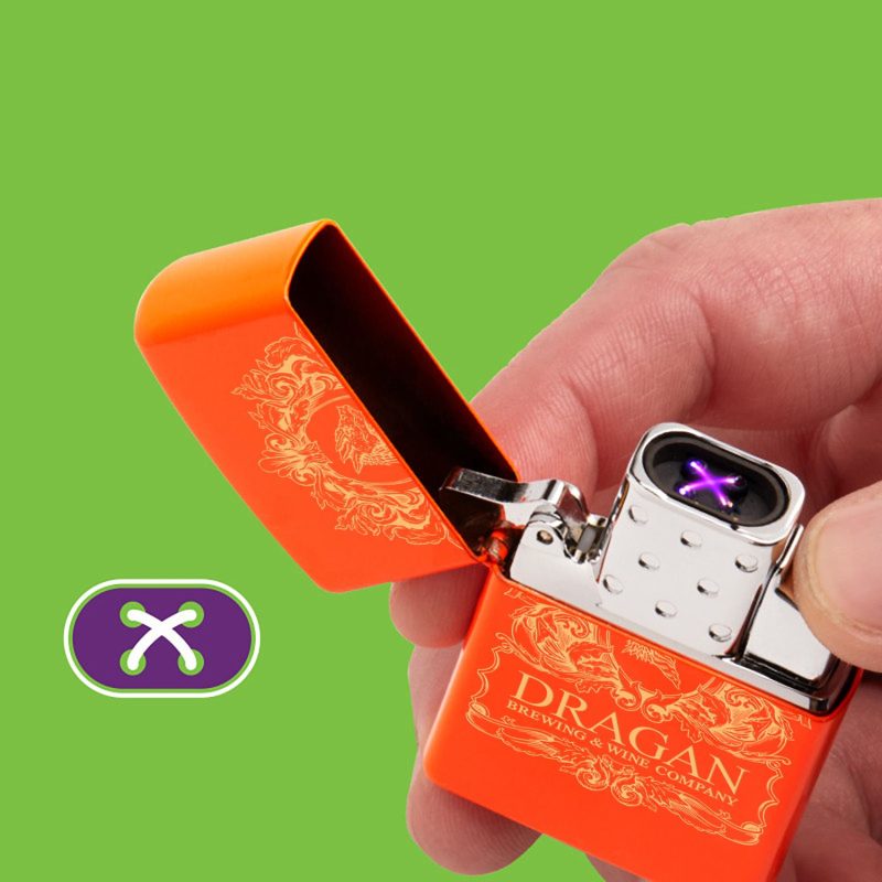 Custom Matte Zippo® Lighter & Rechargeable Electric Lighter Insert Gift Set - 8