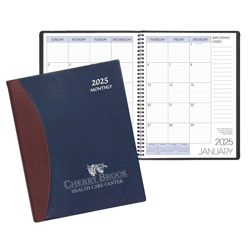 Custom Monthly Desk Appointment Calendar w/ Carriage Vinyl Cover