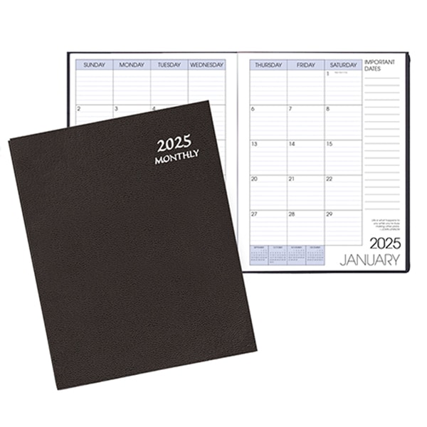 Custom Monthly Desk Saddle Stitched Appointment Calendar/Planner w/ Leatherette Cover - 1