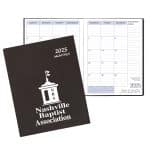 Custom Monthly Desk Saddle Stitched Appointment Calendar/Planner w/ Leatherette Cover