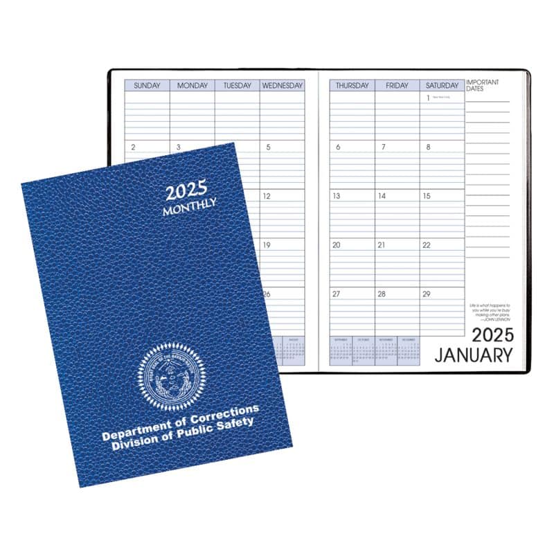 Custom Monthly Desk Saddle Stitched Appointment Planner w/ Cobblestone Cover