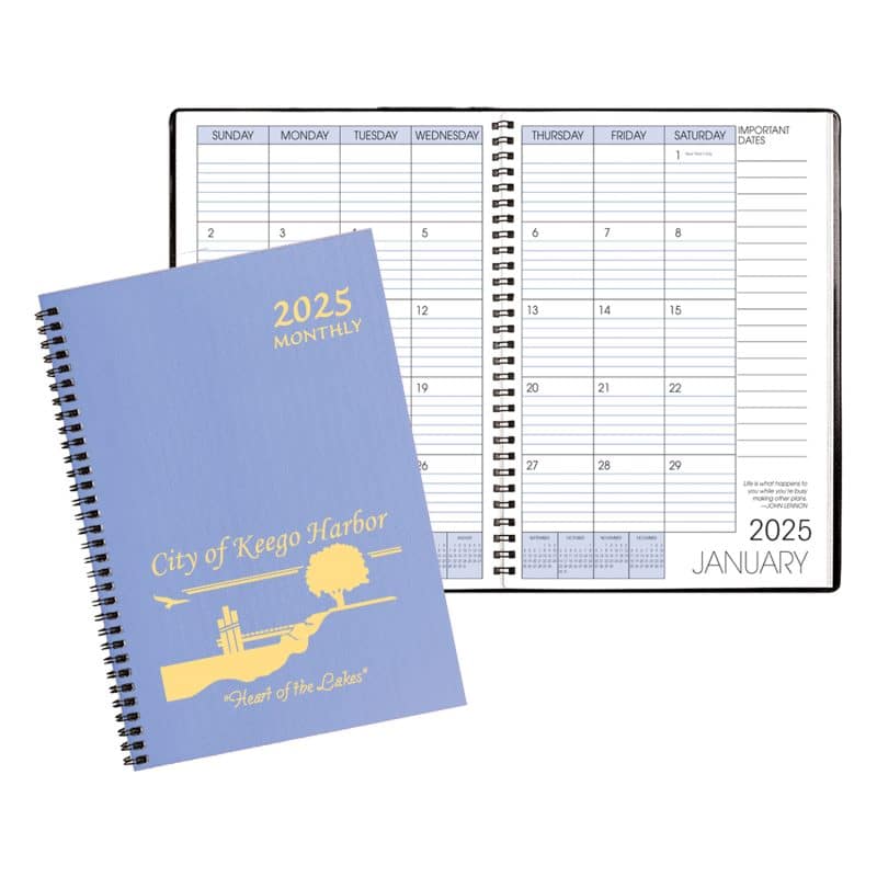 Custom Monthly Desk Wire Bound Appointment Planner w/ Twilight Cover