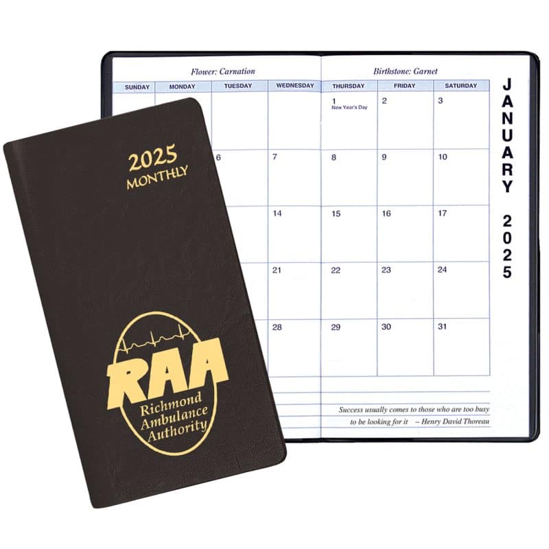 Custom Monthly Pocket Planner w/ Continental Vinyl Cover - Upright Format