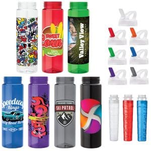 Custom Newport 25 oz. PET Bottle with Flip Spout & Ice Stick