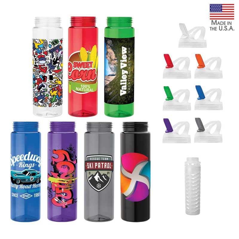 Custom Newport 25 oz. PET Bottle with Flip Spout & Infuser