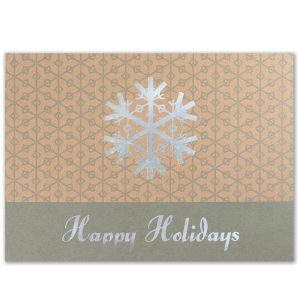 Custom Premium-Green w/Silver Snowflake Holiday Greeting Card (5"x7")