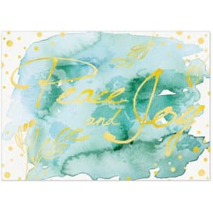Custom Premium-Watercolor Peace & Joy Holiday Greeting Card