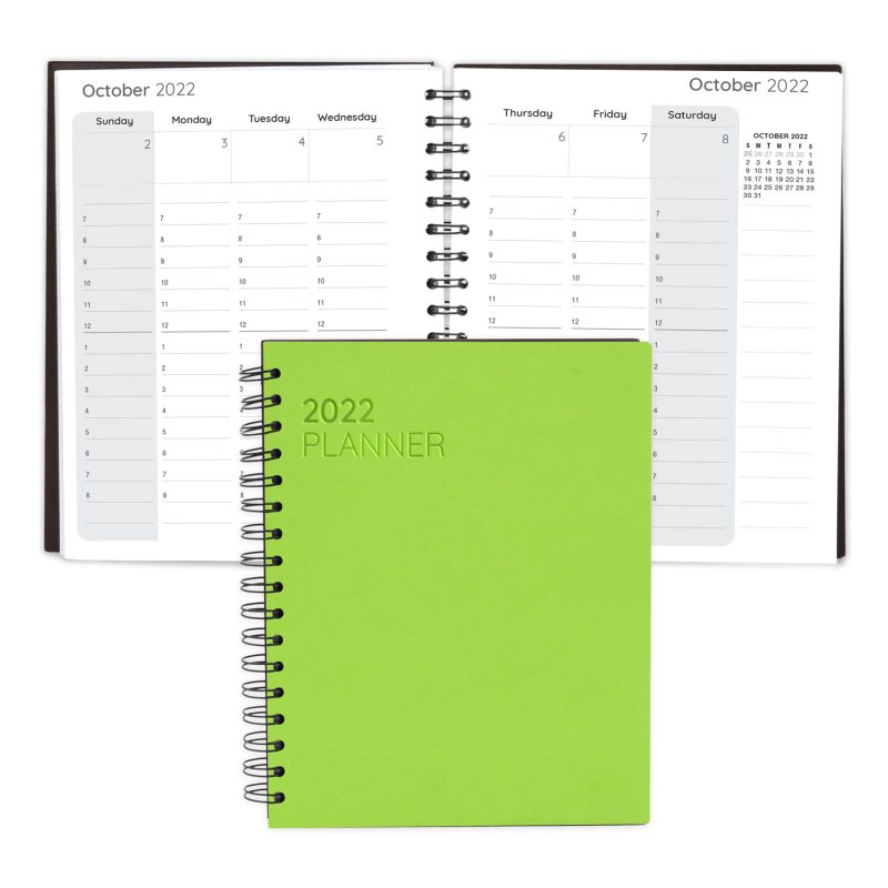 Custom Senzabrite Faux Leather Spiral Weekly Planner Notebook - 3