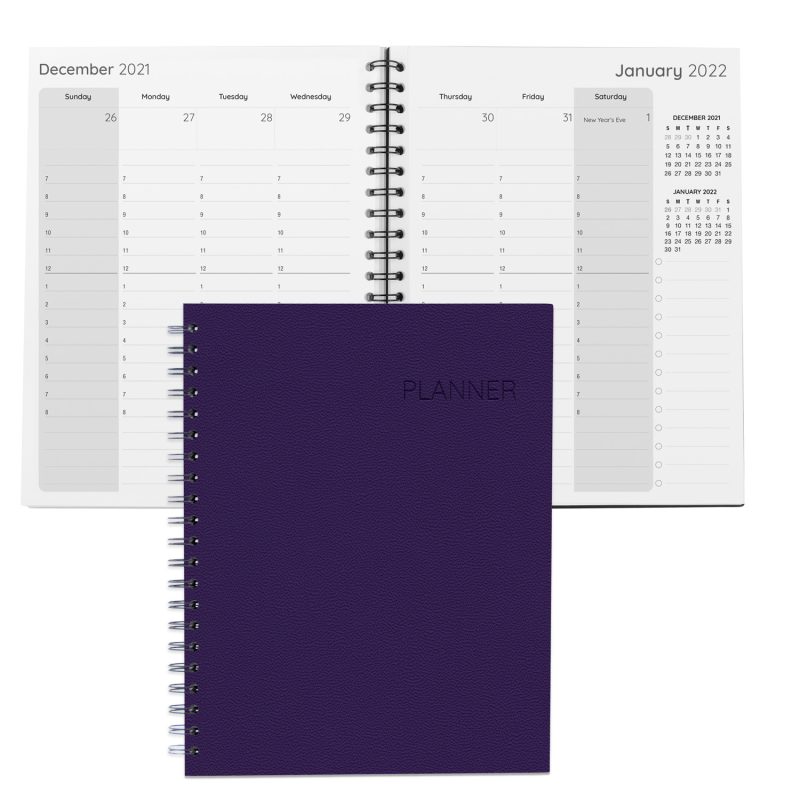 Custom Senzabrite Faux Leather Spiral Weekly Planner - 8