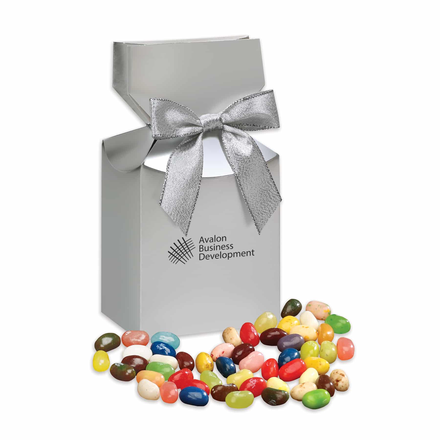 Custom Silver Premium Delights Gift Box w/Jelly Belly® Jelly Beans