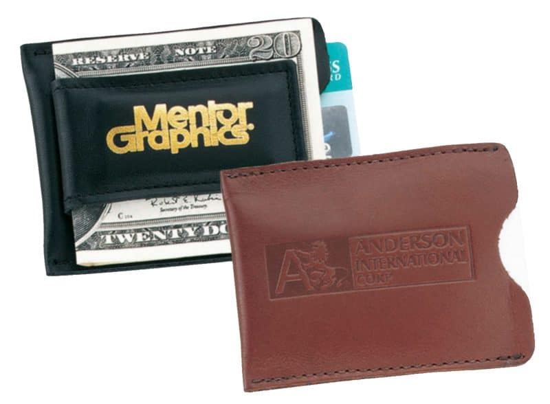 Custom Top Grain Leather Magnetic Money Clip Card Case (Domestic)