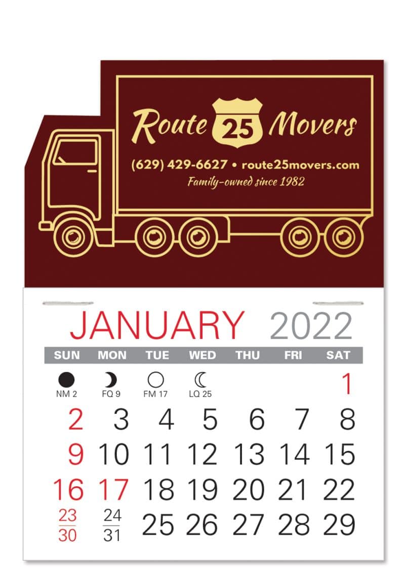 Custom Truck Shape Value Stick Adhesive Calendar