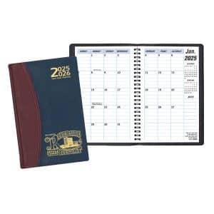 Custom Two Year Monthly Desk Planner w/ Carriage Vinyl Cover