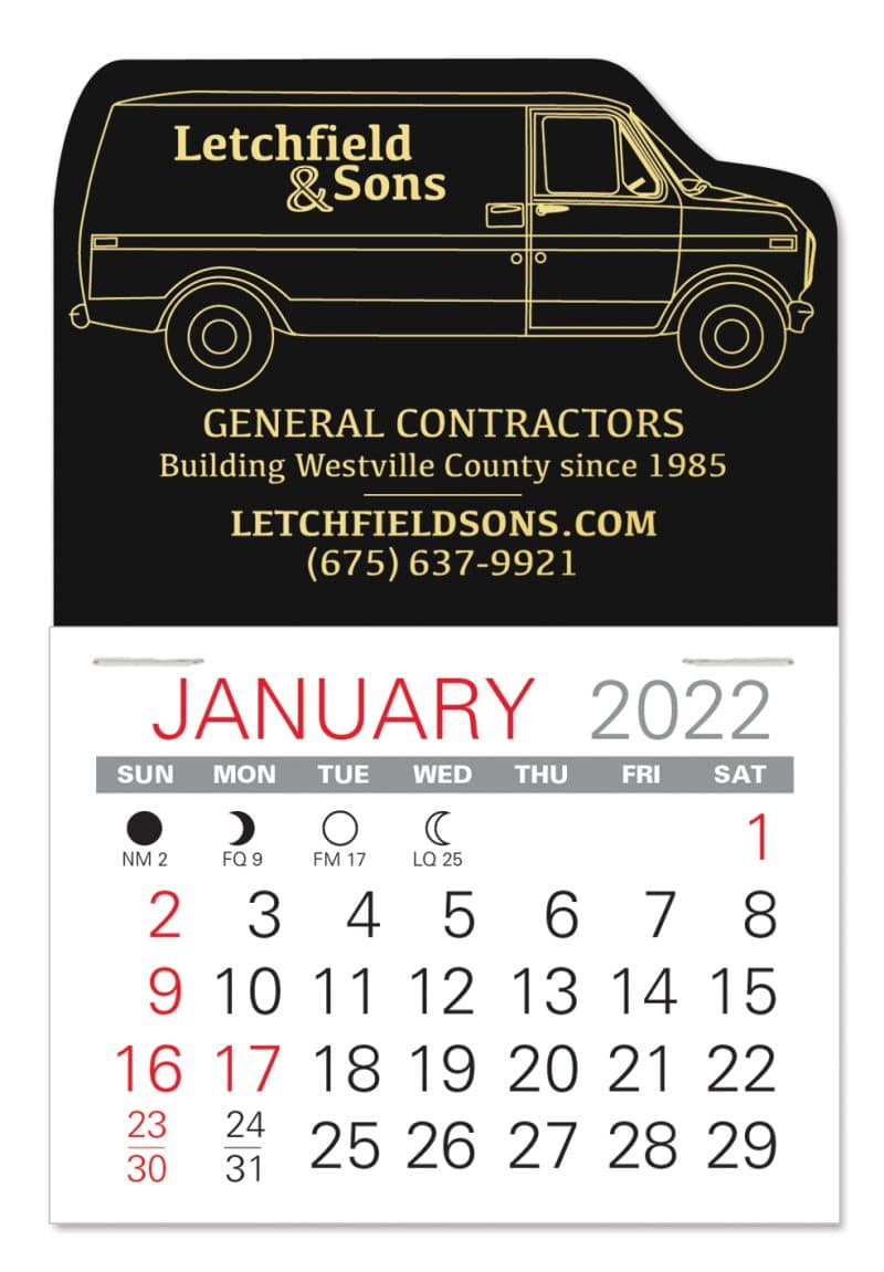 Custom Van Shape Value Stick Adhesive Calendar