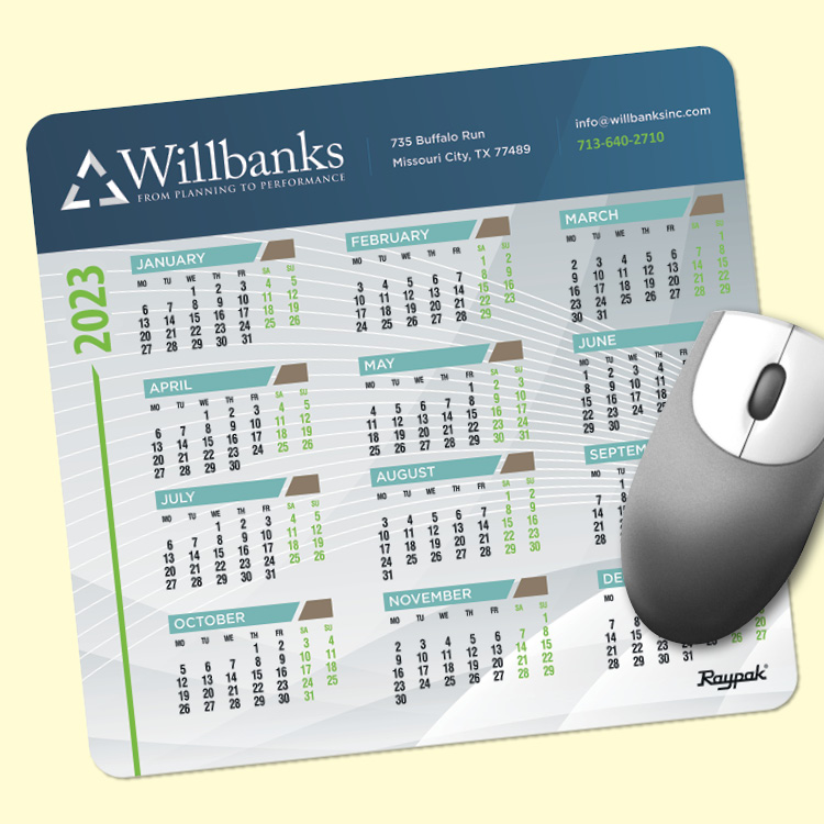 Custom Vynex® Heavy Duty 7.5"x8"x1/16" Calendar Mouse Pad