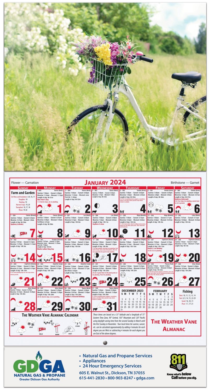 Custom Weather Vane Almanac Spring Calendar