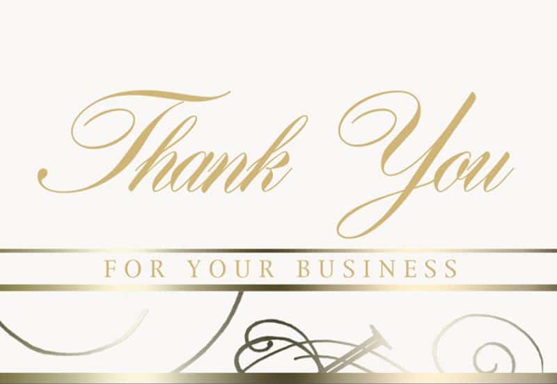 Custom White Thank You for Business Everyday Note Card (3 1/2"x5")