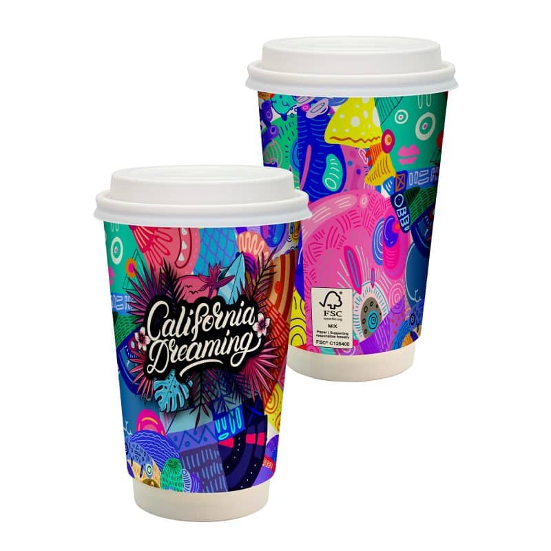 Custom 16 Oz. Full Color Paper Cup with Lid