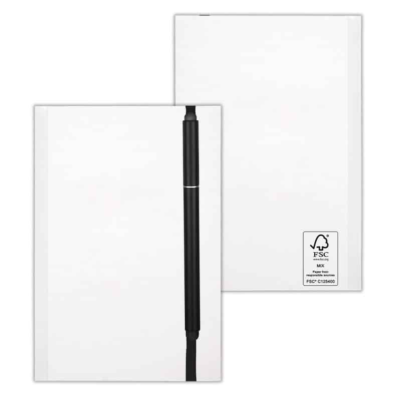 Custom 4" x 6" Perfect Paper Cover Notebook with Elastic Stylus Pen - 1
