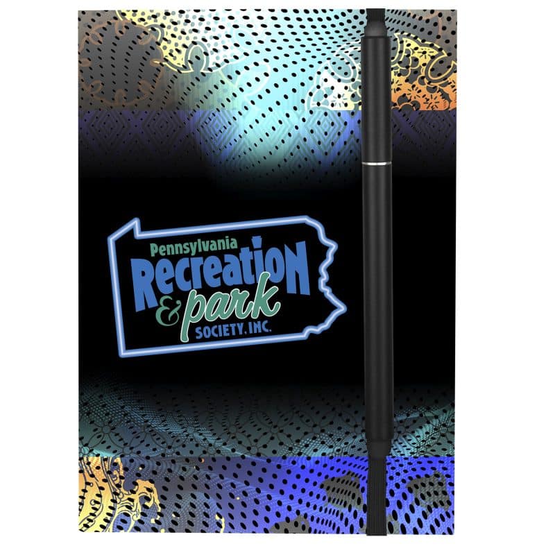 Custom 4" x 6" Perfect Paper Cover Notebook with Elastic Stylus Pen - 2