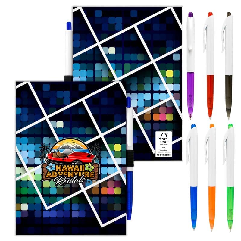 Custom 5" x 7" Perfect Paper Cover Notebook with Pen