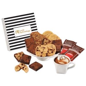 Custom Gourmet Cookie & Brownie Gift Box with Stripes Sleeve