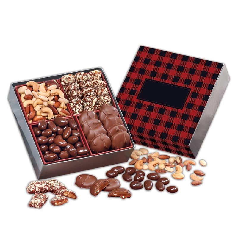 Custom Gourmet Holiday Gift Box with Plaid Sleeve - 1