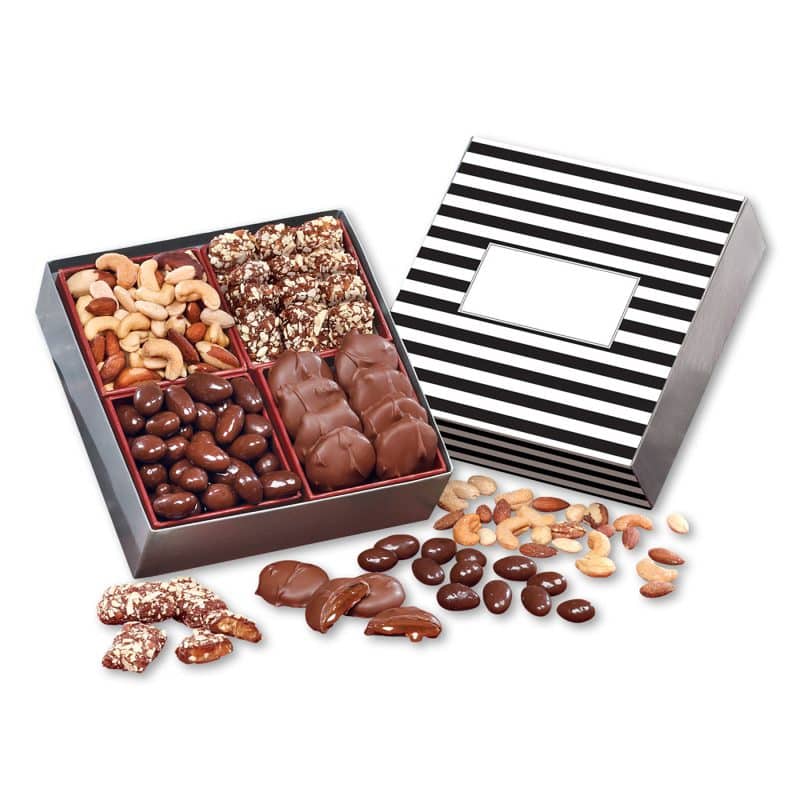 Custom Gourmet Holiday Gift Box with Stripes Sleeve - 1