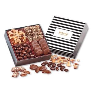 Custom Gourmet Holiday Gift Box with Stripes Sleeve