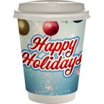 Custom 12 oz. Holiday Full Color Paper Cup with Lid - 1