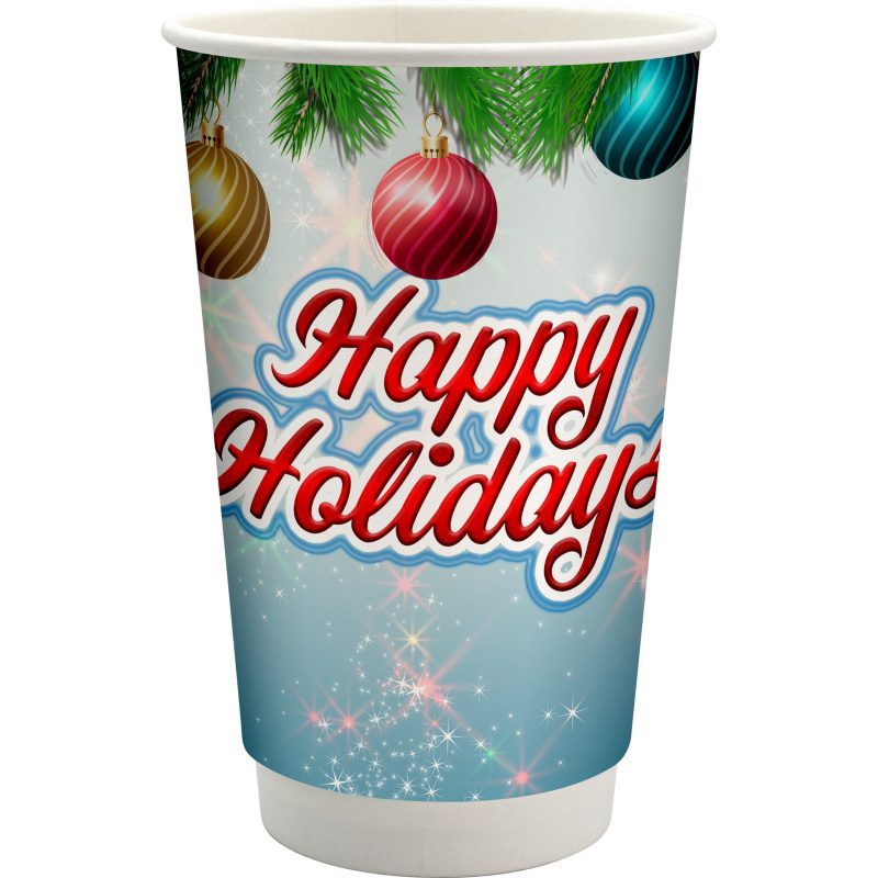 Custom 16 oz. Full Color Holiday Paper Cup - 1