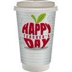 Custom 16 oz. Teacher Full Color Paper Cup with Lid - 1