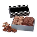 Custom Black Plaid Gift Box w/Toffee & Pecan Clusters - 1