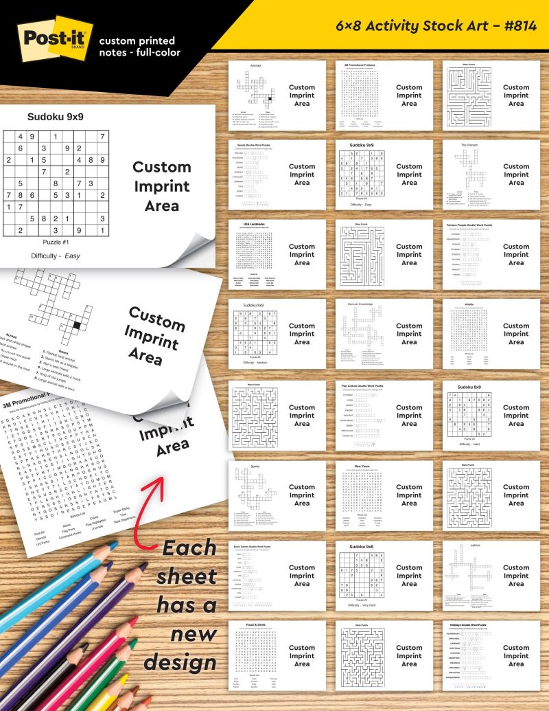 Custom Custom Printed Post-it® Coloring Pad Notes (6"x8") 25 Sheets/ 4 Color Dynamic Variable - 3