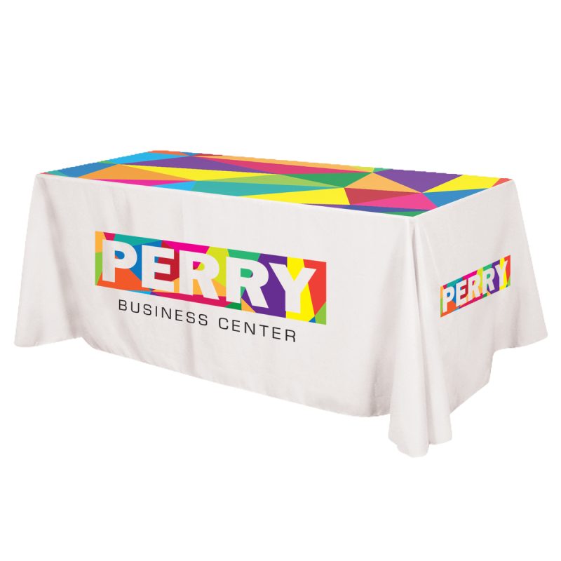 Custom Flat All Over Dye Sub Table Cover - 3-sided