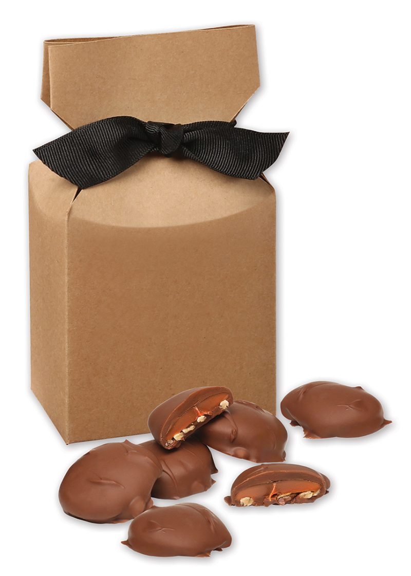 Custom Kraft Premium Delights Gift Box w/Caramel Pecan Clusters - 1
